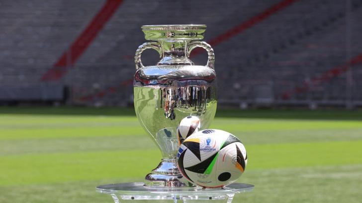 Euro 2024 trophy and match ball